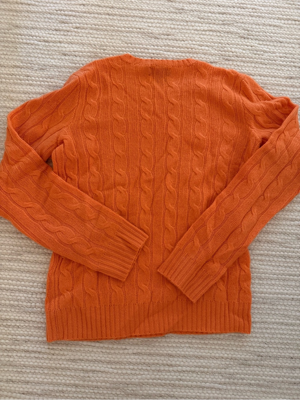 Polo by Ralph Lauren Orange Cable-Knit Crewneck Cashmere Sweater - Picture 4 of 4